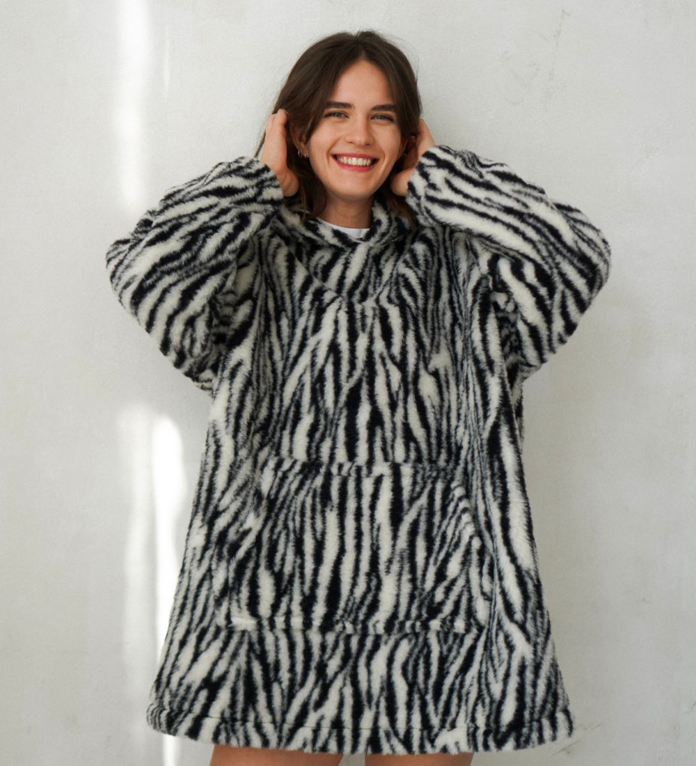 BOOM Wełniana bluza z kapturem merino - zebra
