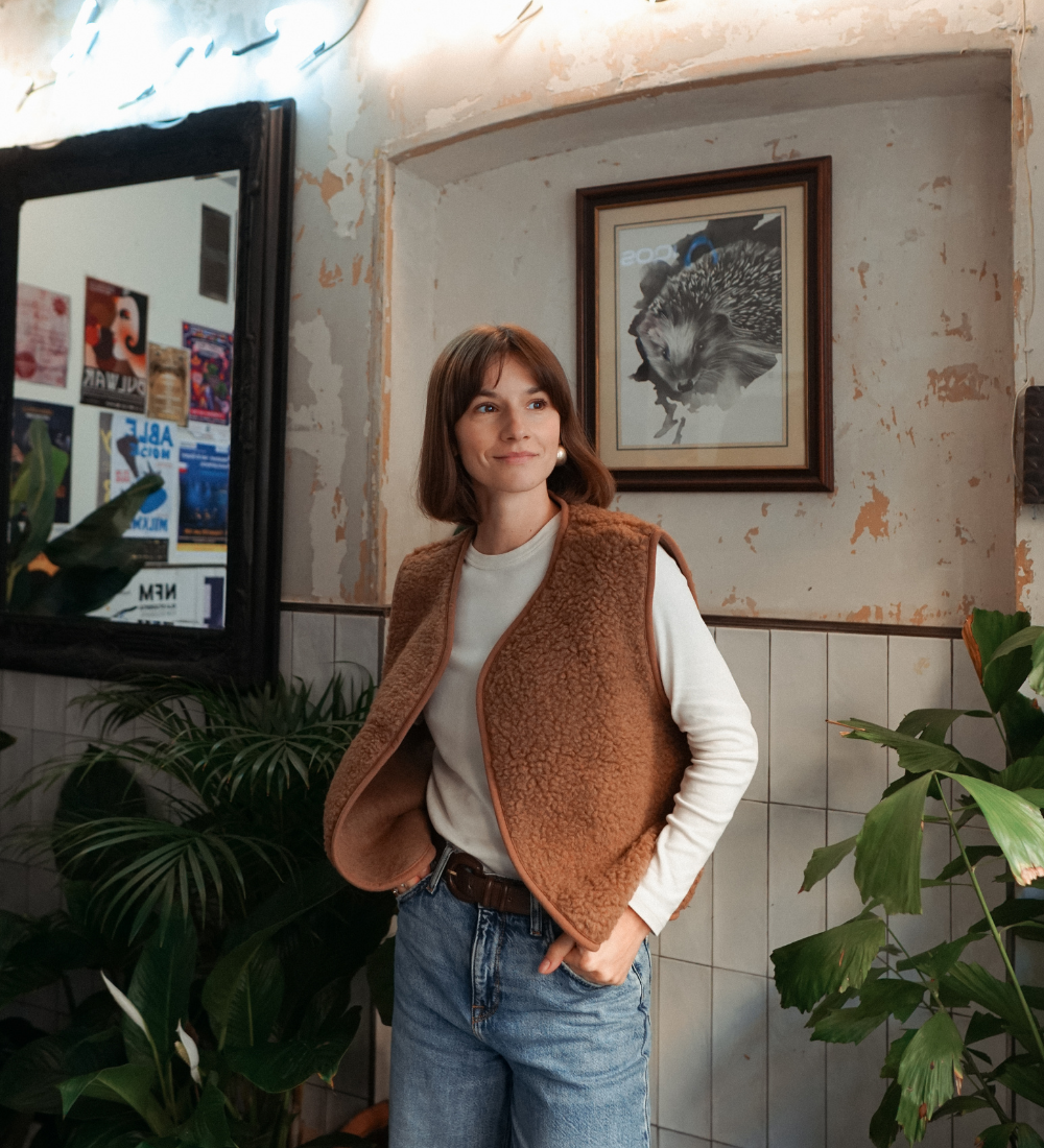 ULV Wełniana kamizelka merino - brązowa