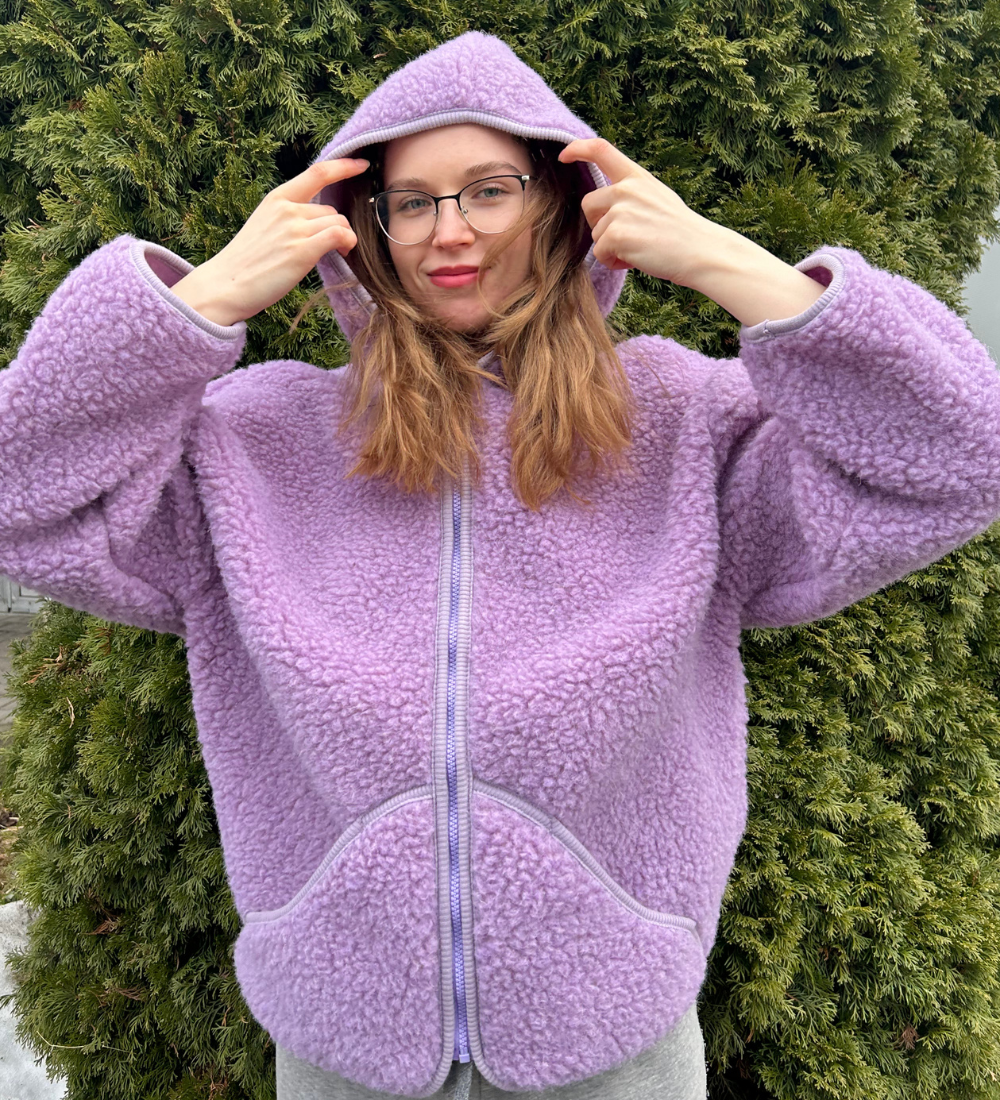 Miś Wełniana kurtka/bluza z kapturem - fiołkowy