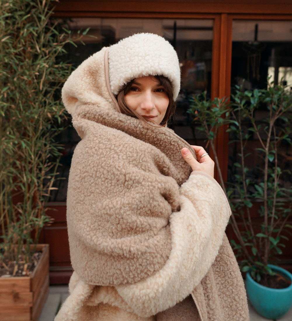 LUMI Długi szal z wełny merino - dębowy