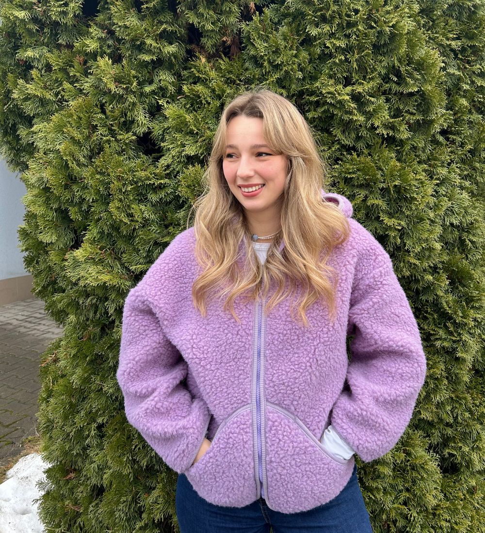 Miś Wełniana kurtka/bluza z kapturem - fiołkowy