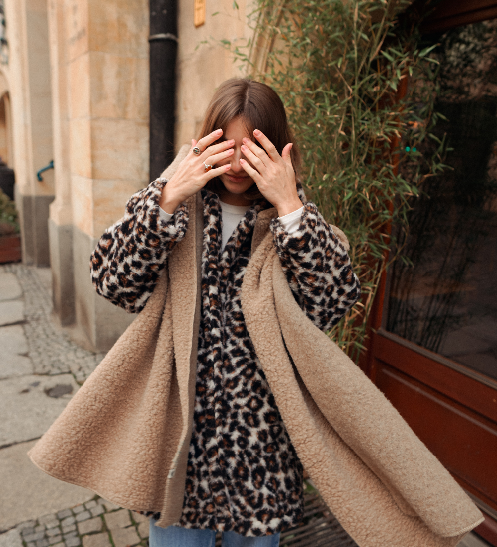 LUMI Długi szal z wełny merino - dębowy