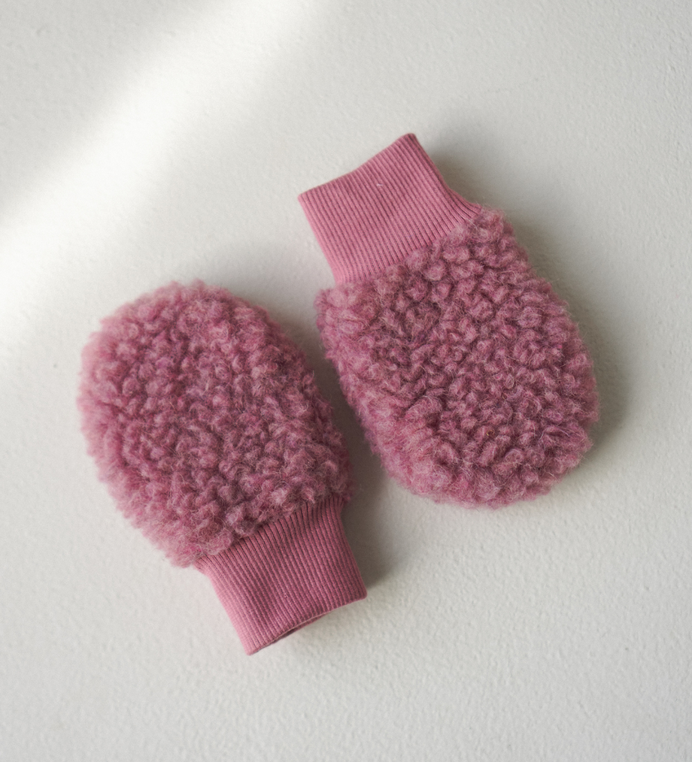 SNO Rękawiczki dziecięce z 100% wełny merino - palony róż