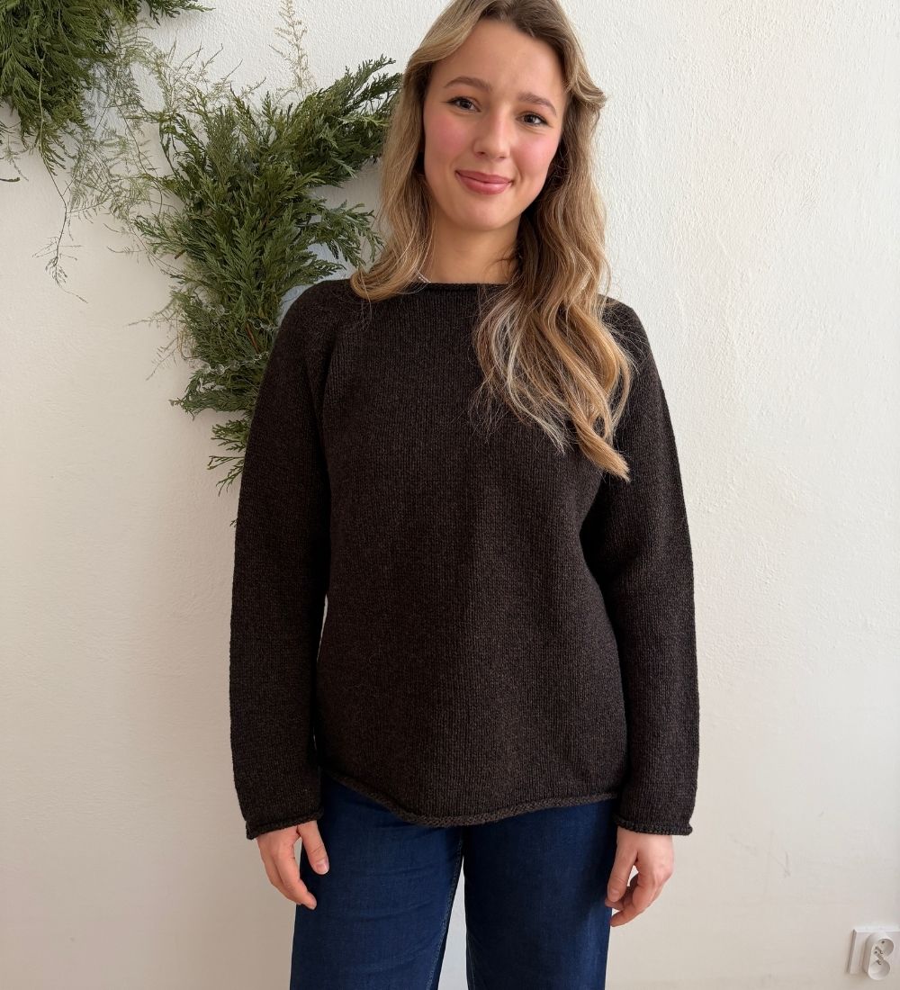 MILLA Sweter z wełny merynosa - brązowy