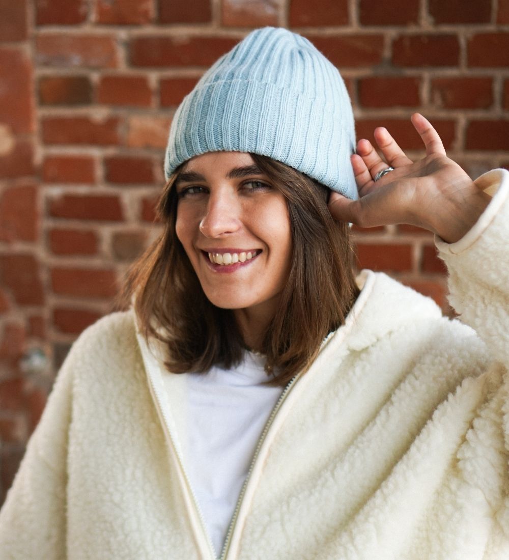 MAREN Czapka z wełny i kaszmiru - błękit