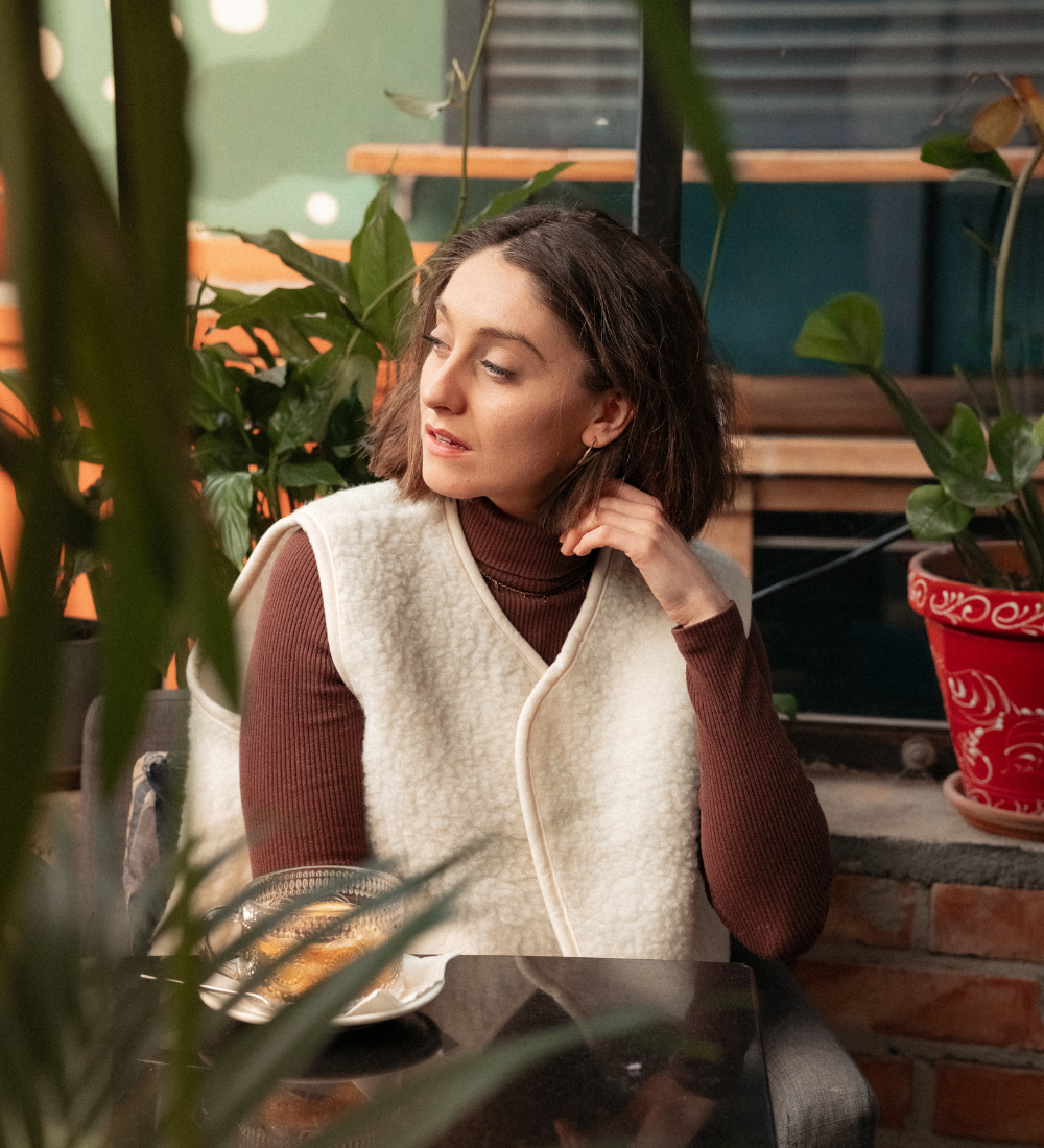 ULV Wełniana kamizelka merino - ecru