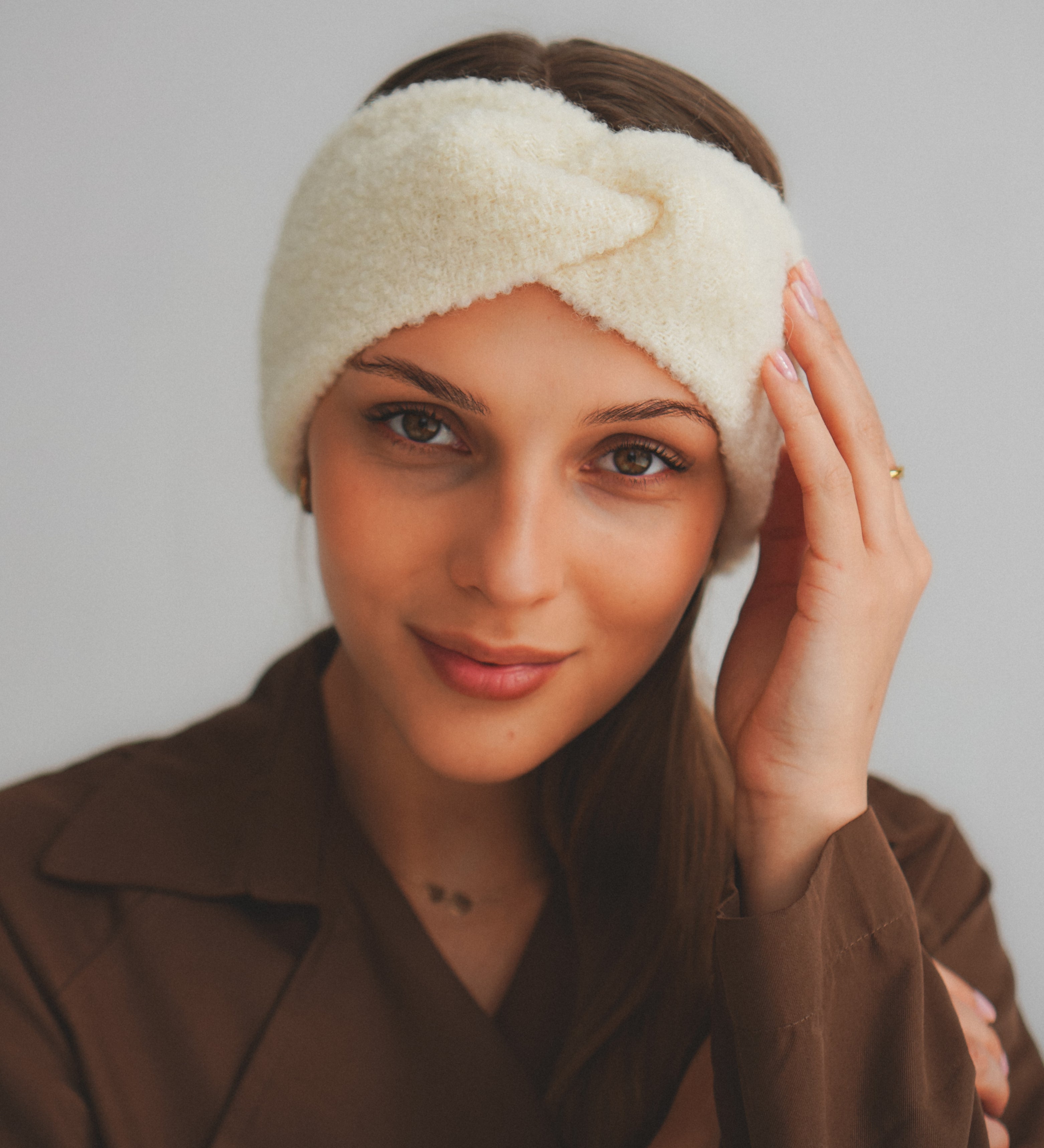 ELLA Opaska z wełny merynosa boucle - ercu