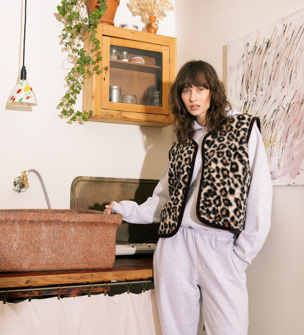 ULV Wełniana kamizelka merino - panterka