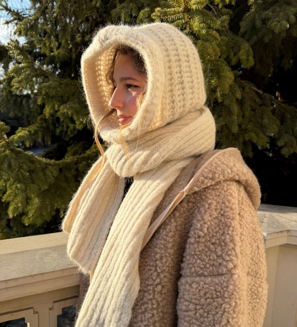 HYGGE Miękki komin z wełną alpaki - beżowy