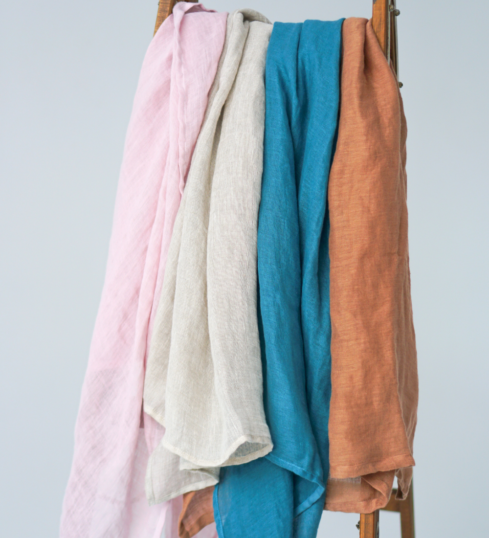 OTULENIE Lniane pareo chusta, lekka ochrona na lato - piaskowa szarość