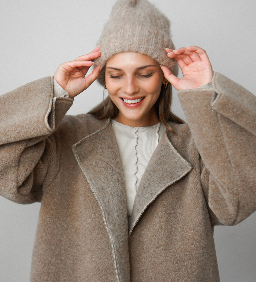 TILDE Wełniany overcoat - dębowy