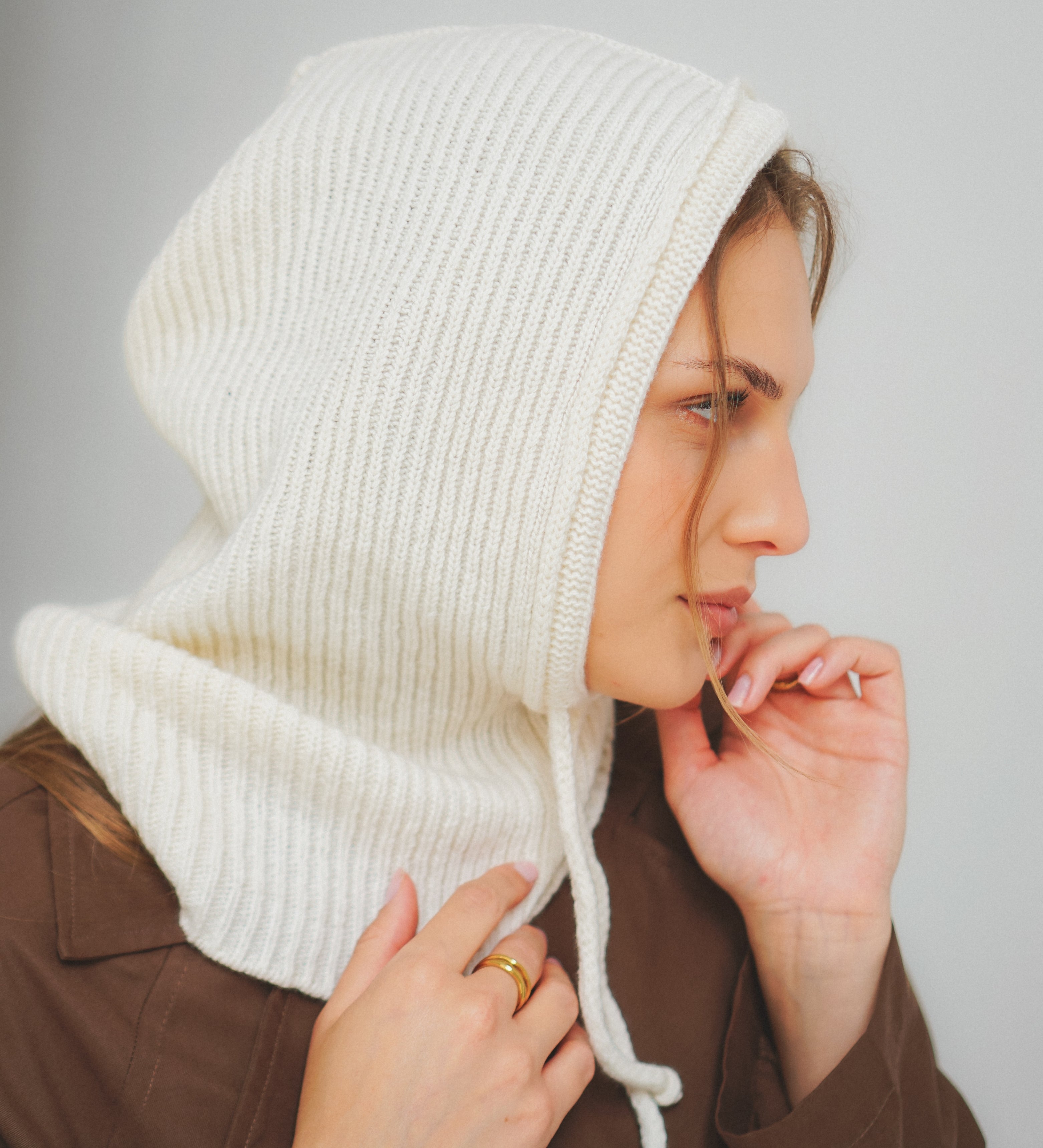 LIDIA Kominiarka z merynosa - ecru