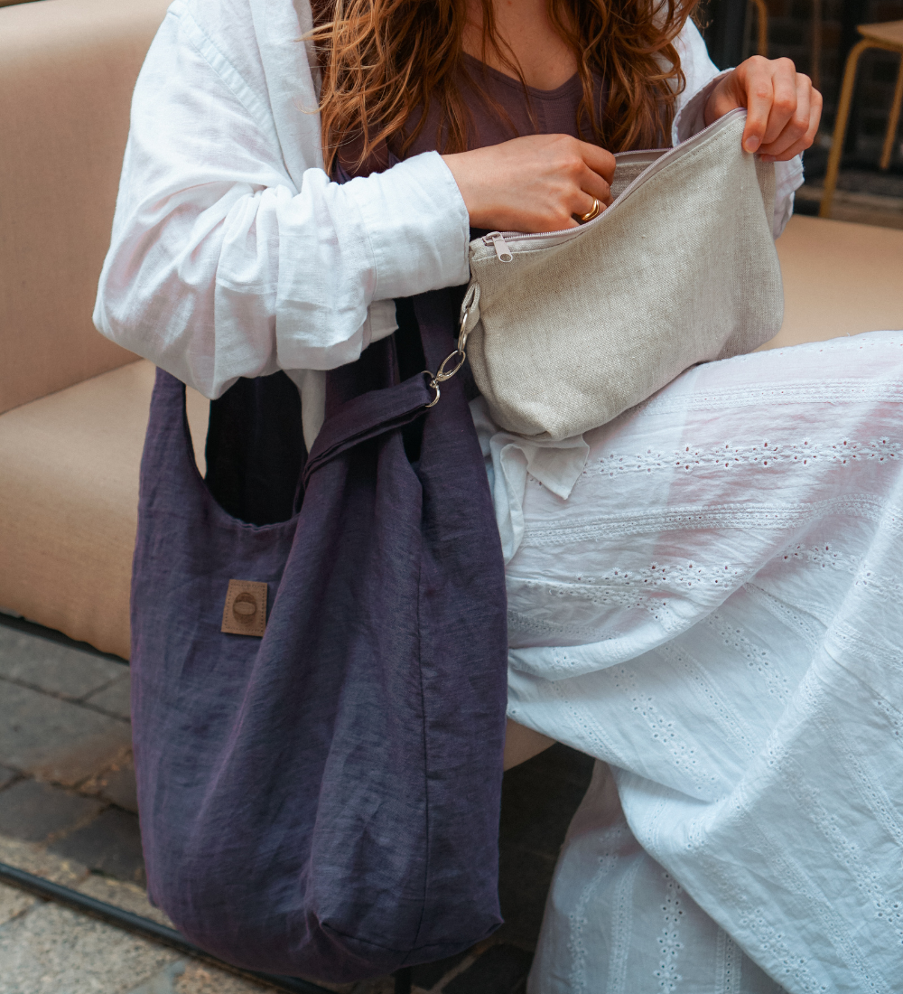 SWOJA Ulubiona torba z lnu, na ramię, na wszystko - nocny granat