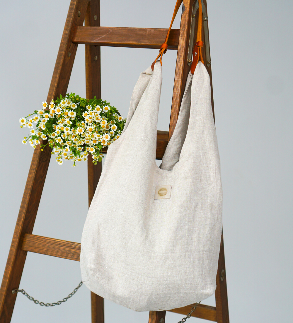 SWOJA Ulubiona torba z lnu, na ramię, na wszystko - piaskowa szarość