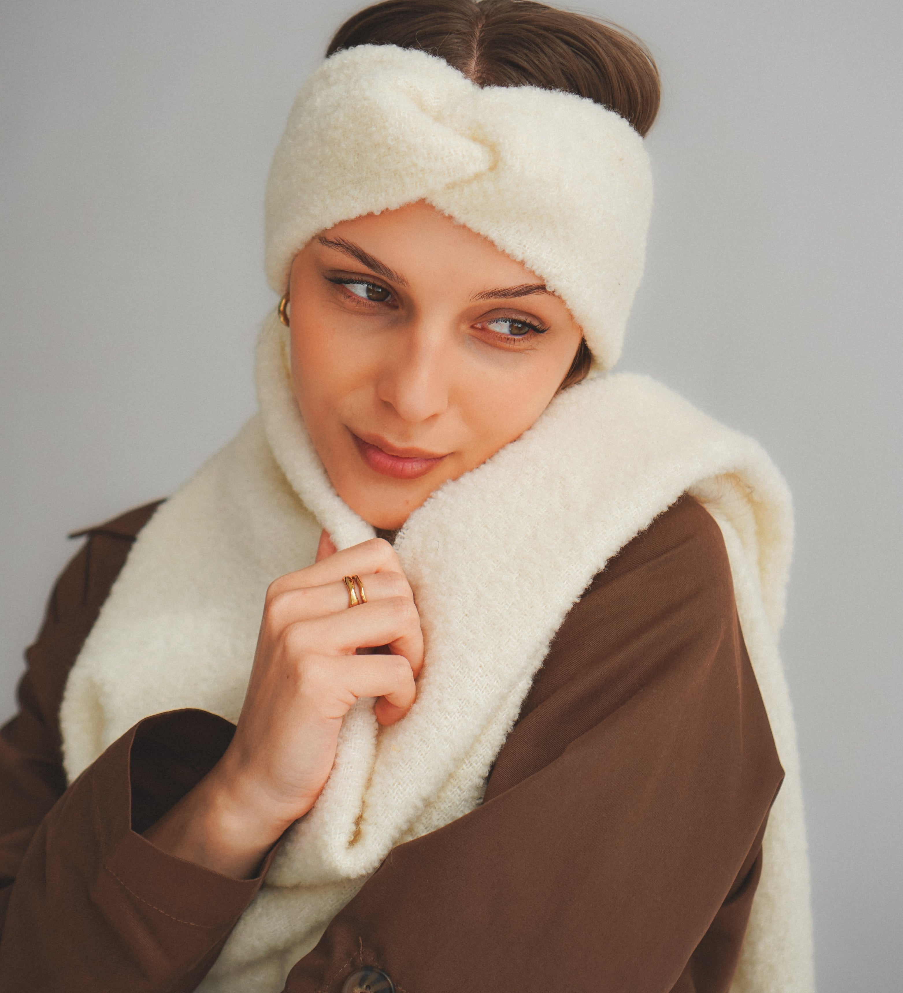 ELLA Opaska z wełny merynosa boucle - ercu