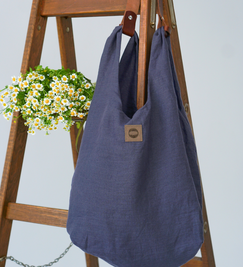 SWOJA Ulubiona torba z lnu, na ramię, na wszystko - nocny granat