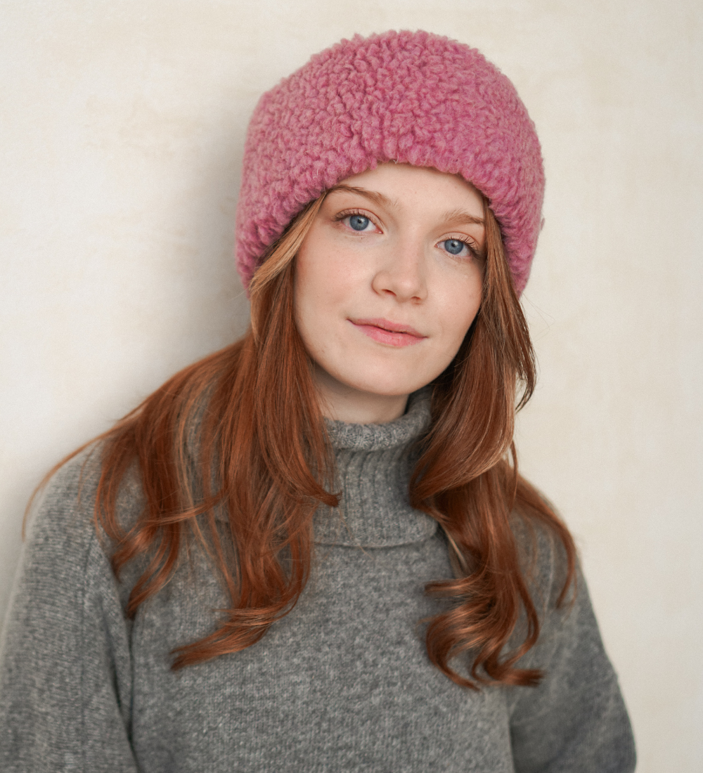 DAGGRY Opaska z wełny merynosa - palony róż