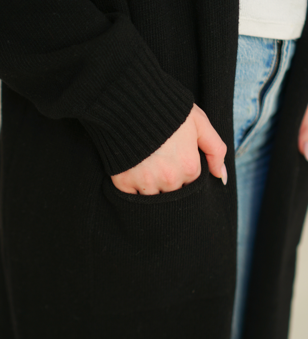 BERA Wełniany sweter kardigan - czarny