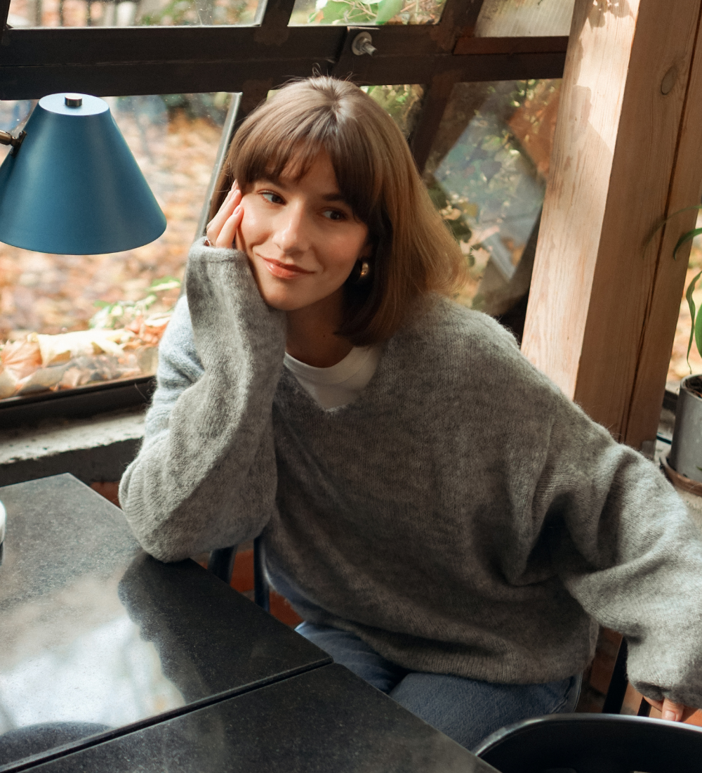 GEMMA Lekki sweter z wełną i moherem - szary