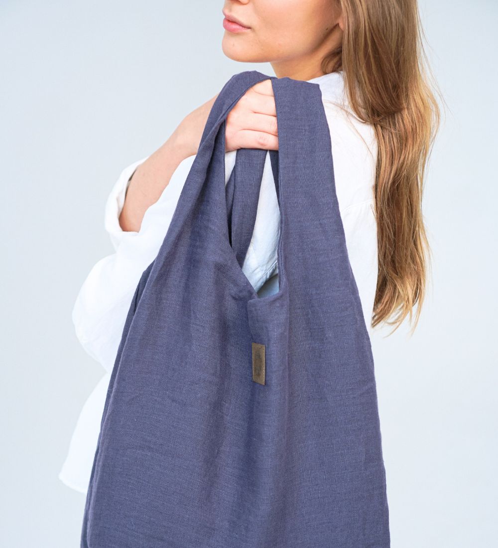 SWOJA Ulubiona torba z lnu, na ramię, na wszystko - nocny granat