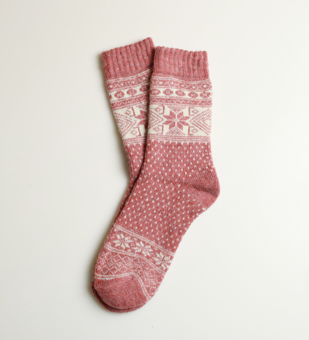 RAGNAR Skarpety wełniane z motywem- jasnoróżowe