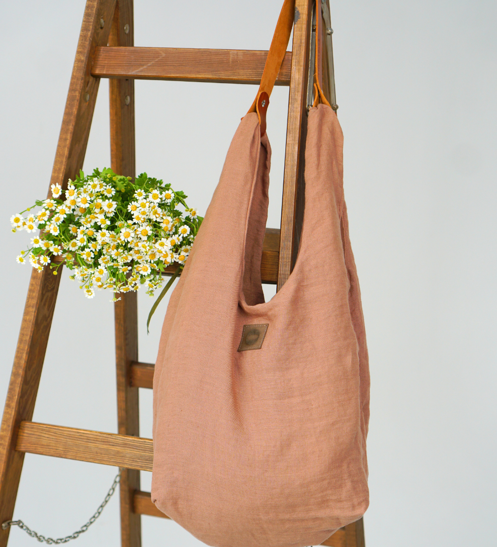 SWOJA Ulubiona torba z lnu, na ramię, na wszystko - beżowa glinka