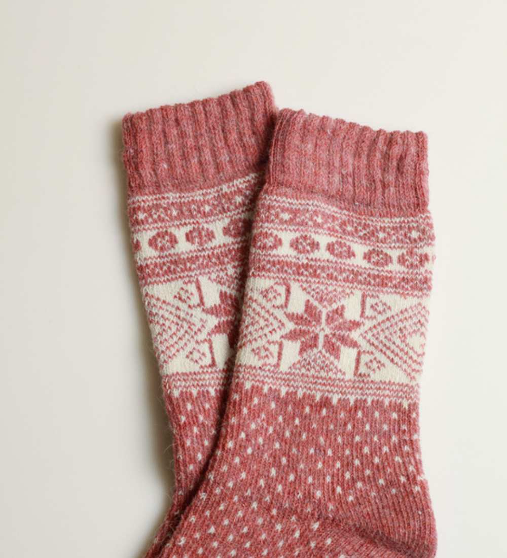 RAGNAR Skarpety wełniane z motywem- jasnoróżowe