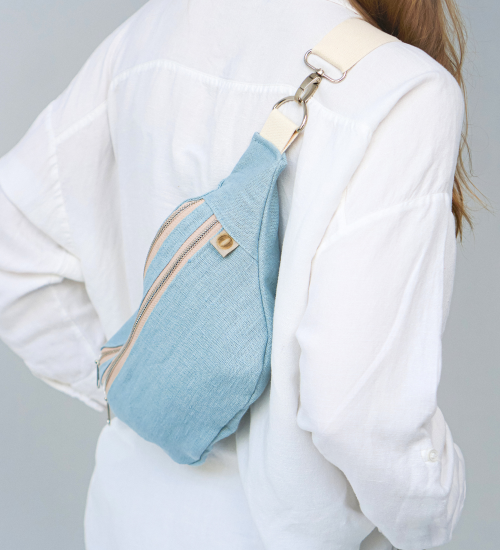 BLISKA Lniana nerka na ramię, zawsze przy Tobie - morska bryza