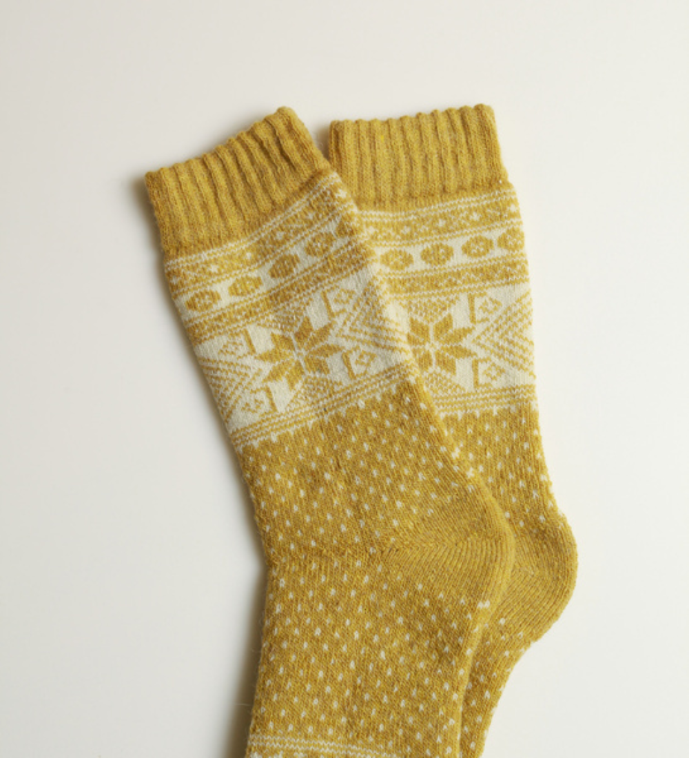 RAGNAR Skarpety wełniane z motywem- żółte