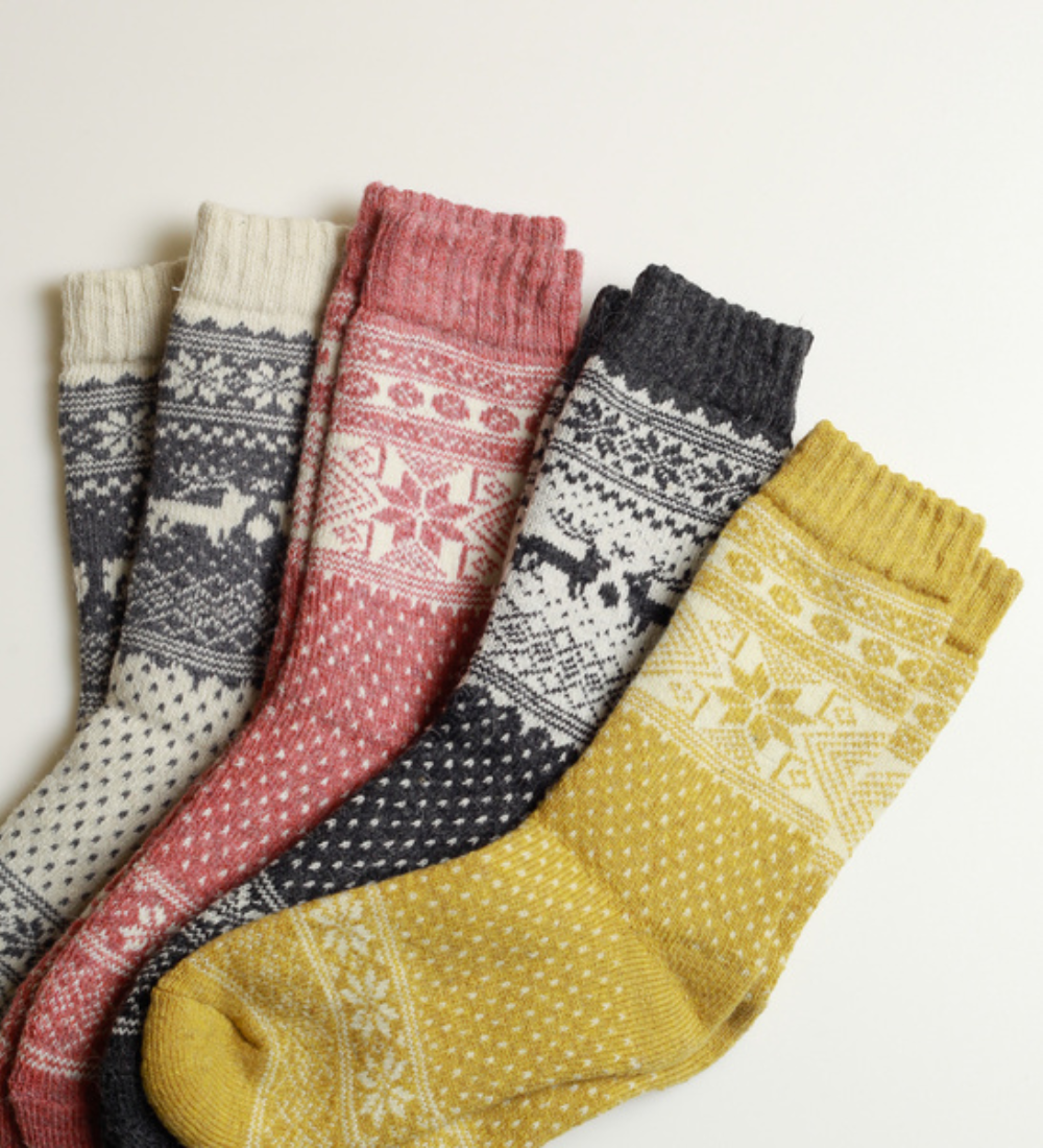 RAGNAR Skarpety wełniane z motywem- żółte