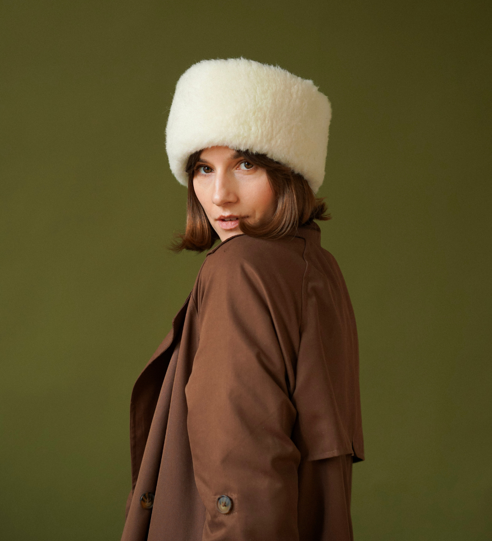 DAGGRY Opaska z wełny merynosa i kaszmiru - ecru