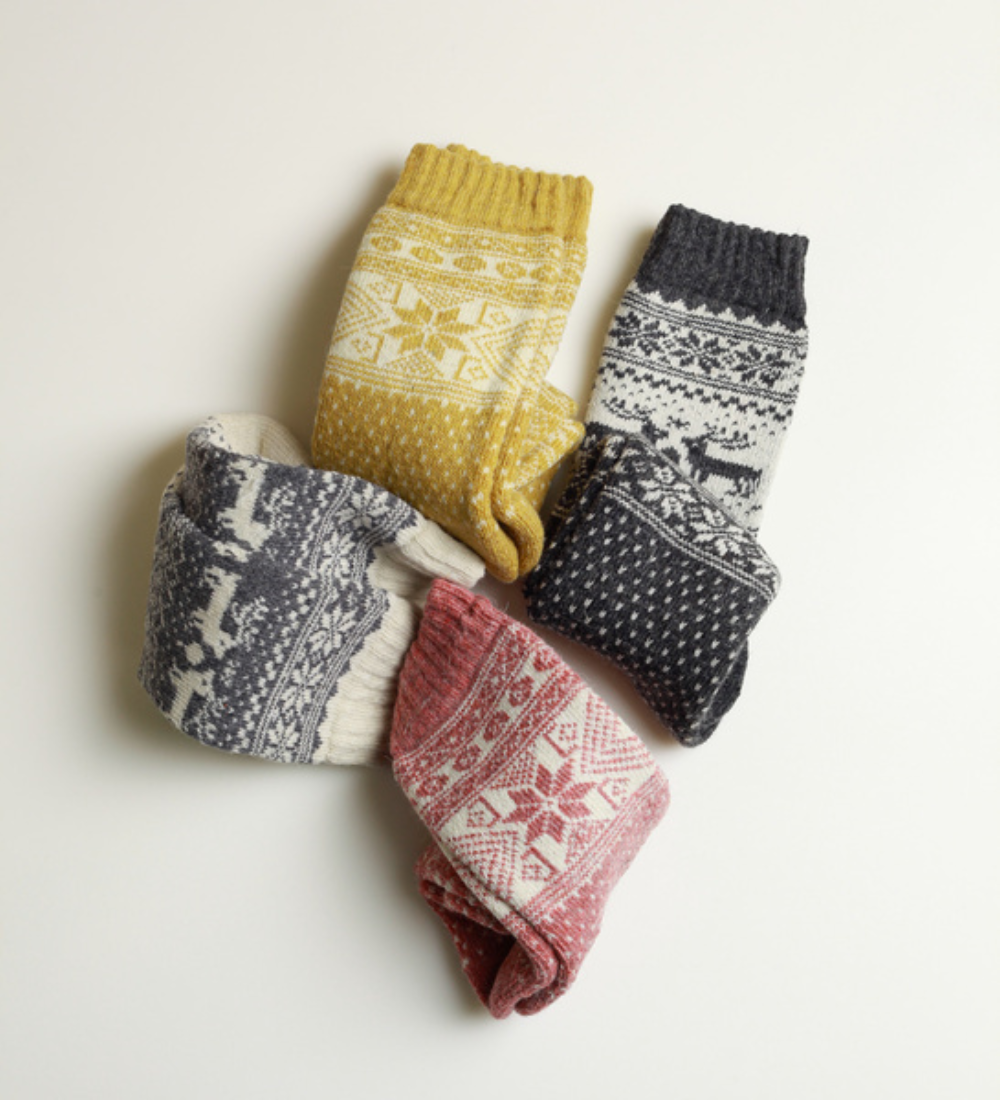 RAGNAR Skarpety wełniane z motywem- żółte