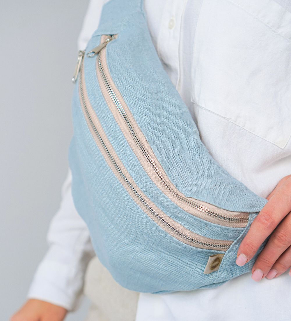 BLISKA Lniana nerka na ramię, zawsze przy Tobie - morska bryza