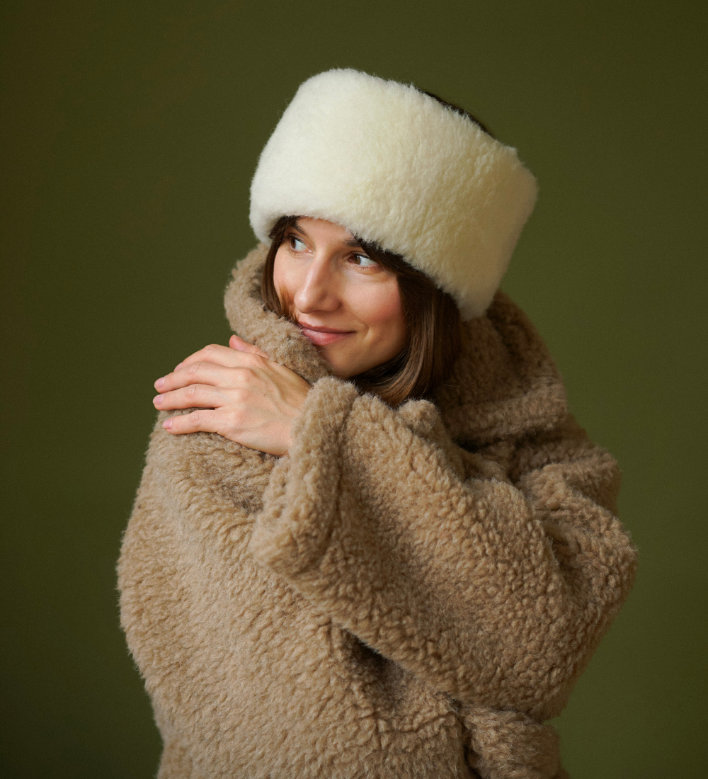 DAGGRY Opaska z wełny merynosa i kaszmiru - ecru