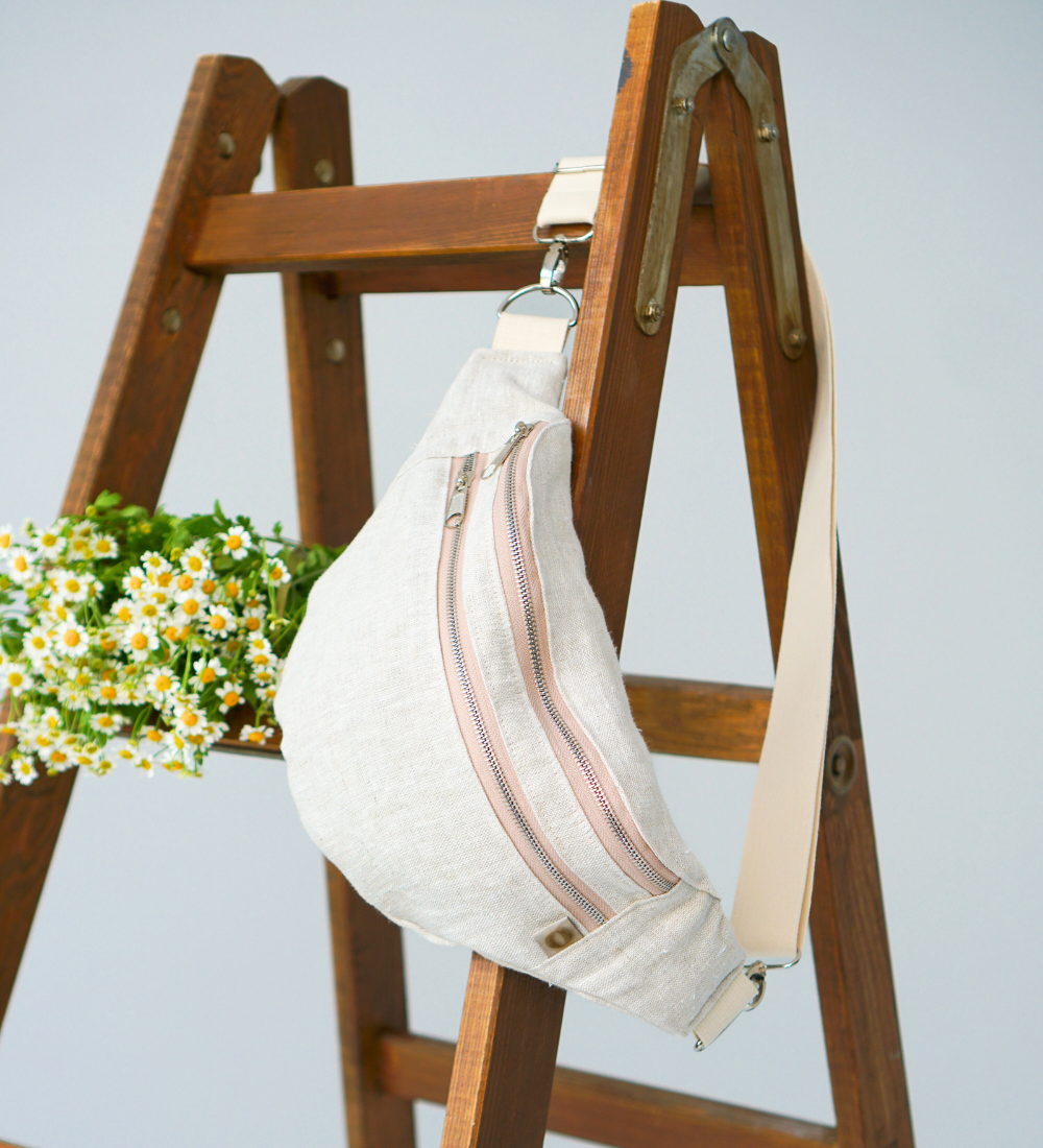 BLISKA Lniana nerka na ramię, zawsze przy Tobie - piaskowa szarość