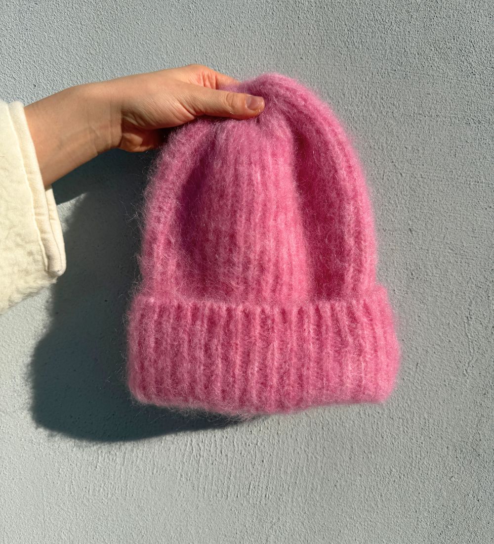 SAGA Czapka z moheru i alpaki - cudownie różowa