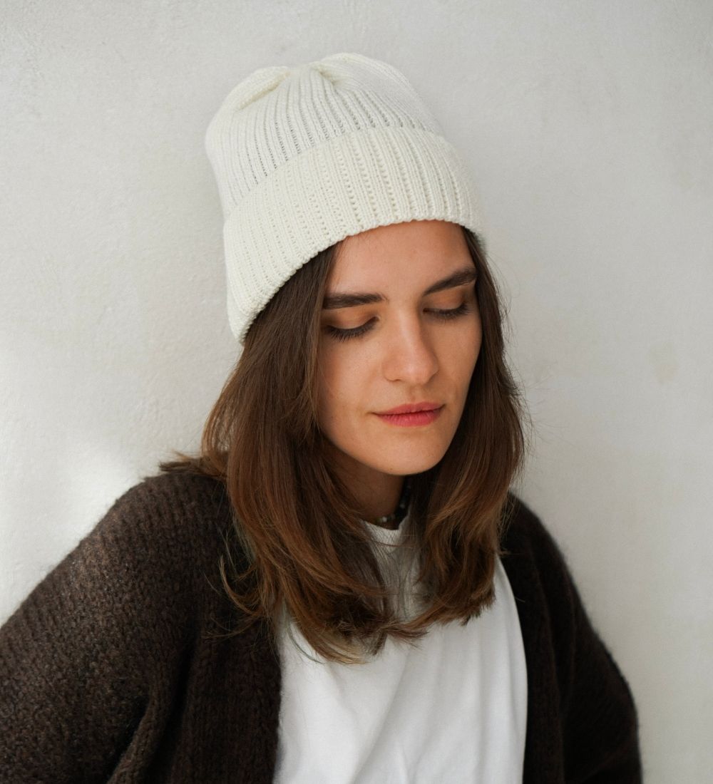 FELA Czapka merino typu beanie - ecru