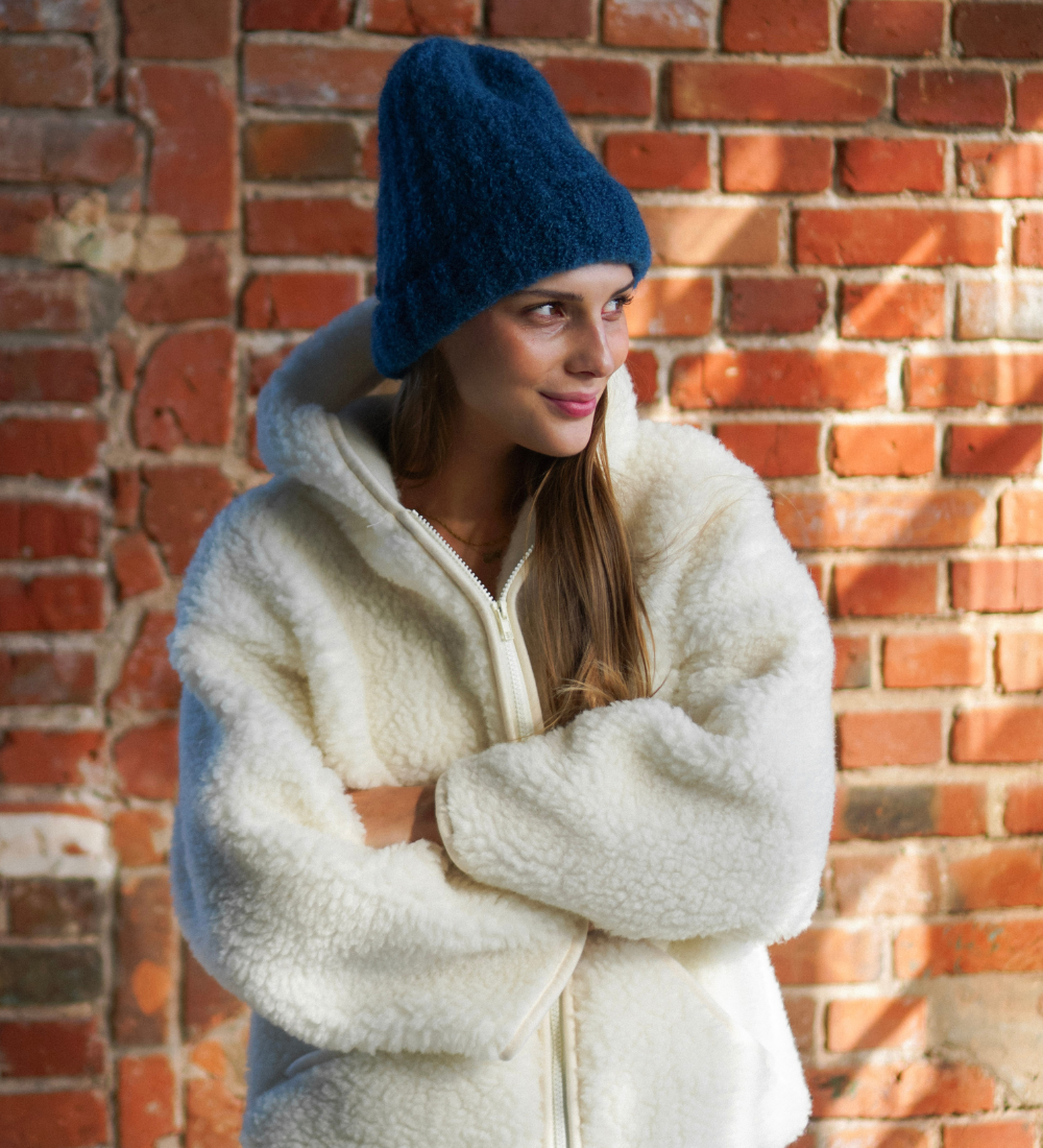 MIŚ Wełniana kurtka/bluza z kapturem - ecru