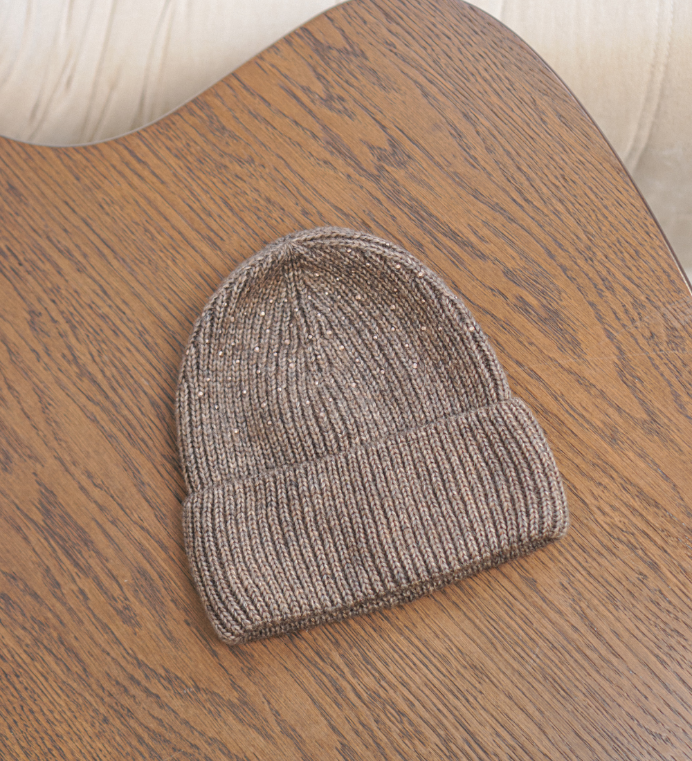 TINDRA Ciepła czapka z wełną - brązowa