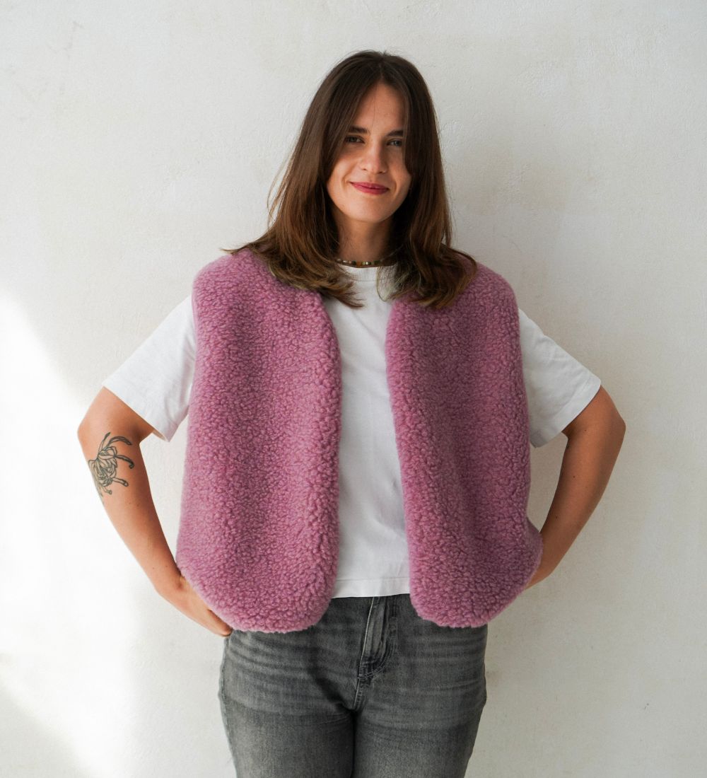 ULV Wełniana kamizelka merino - palony róż