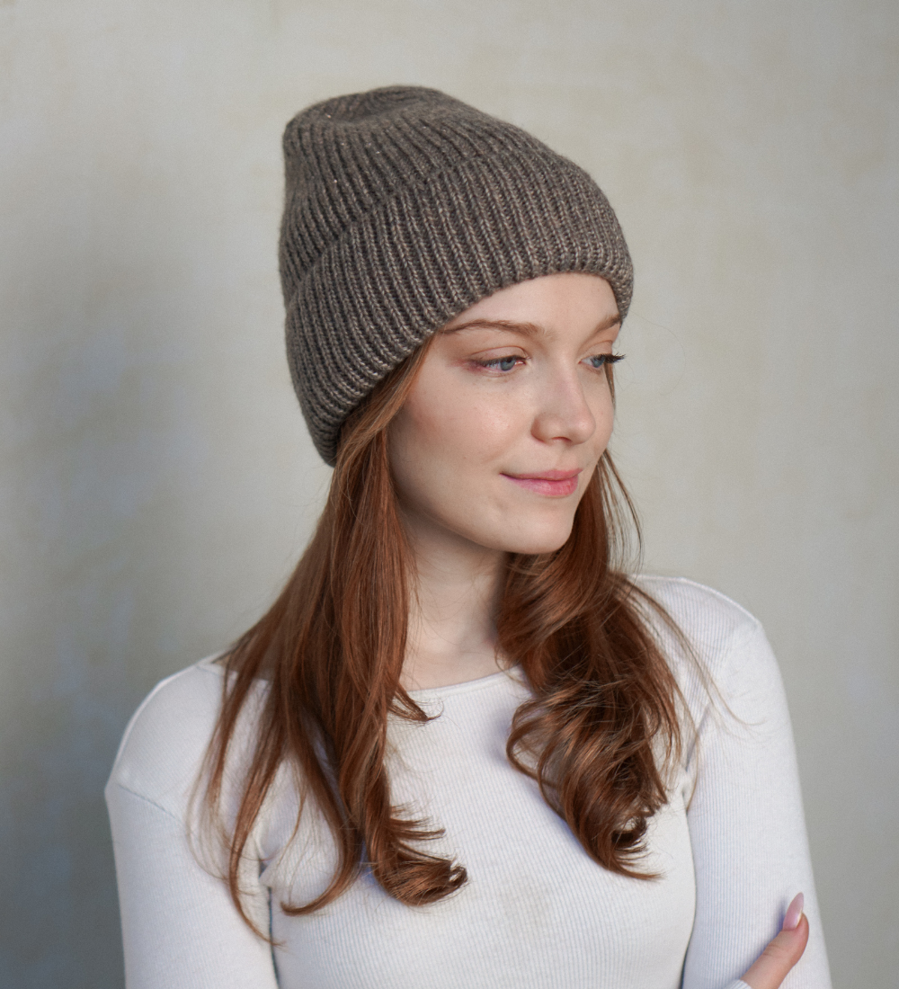 TINDRA Ciepła czapka z wełną - brązowa