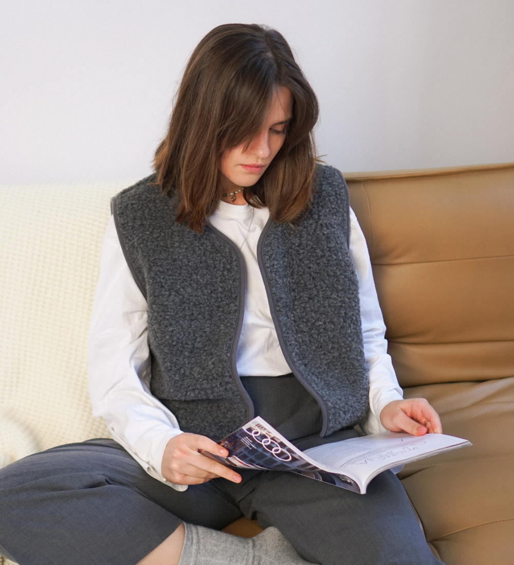 ULV Wełniana kamizelka merino - grafitowa