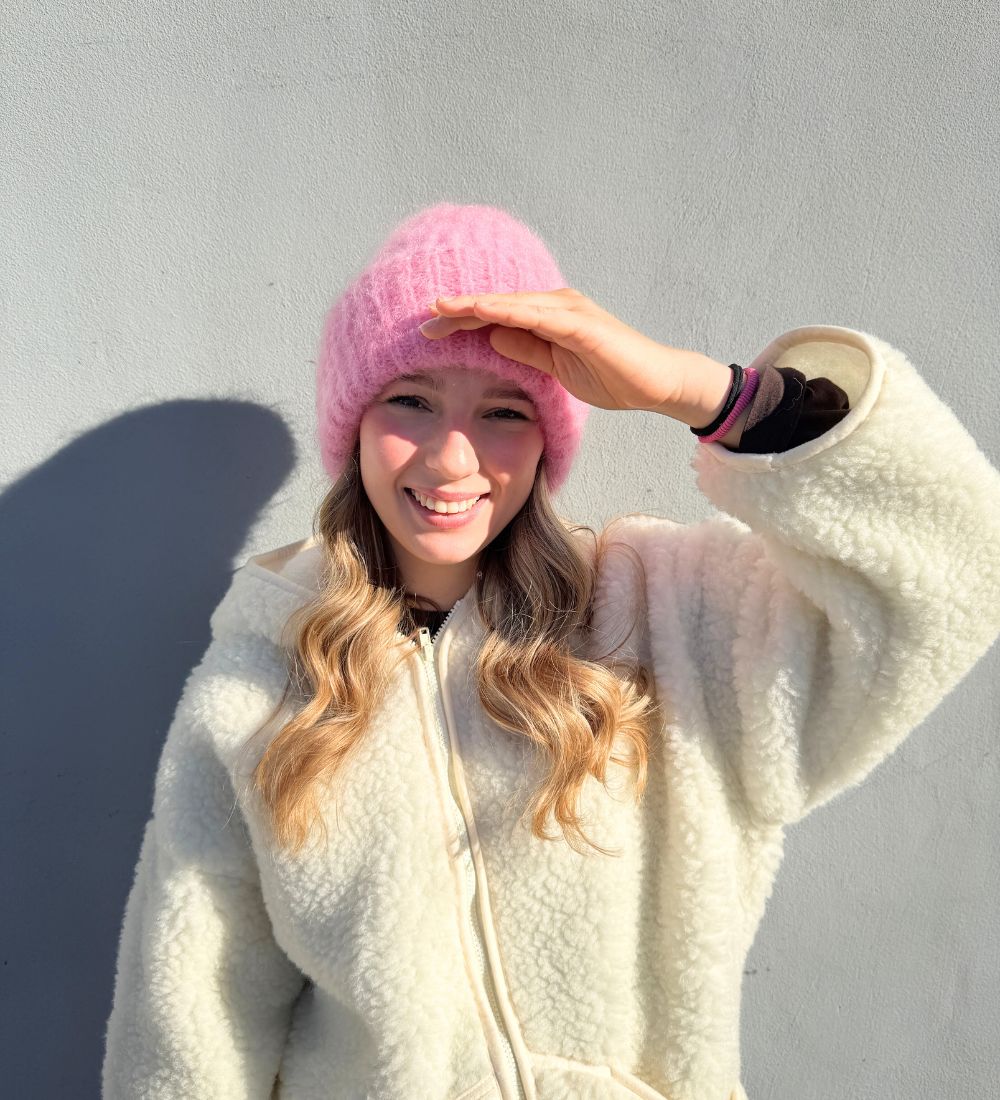 SAGA Czapka z moheru i alpaki - cudownie różowa