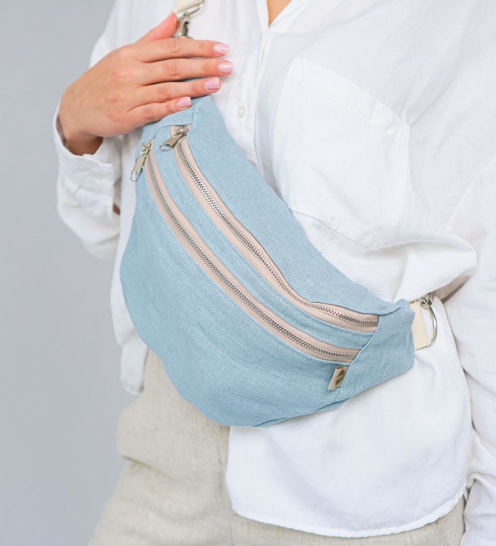 BLISKA Lniana nerka na ramię, zawsze przy Tobie - morska bryza