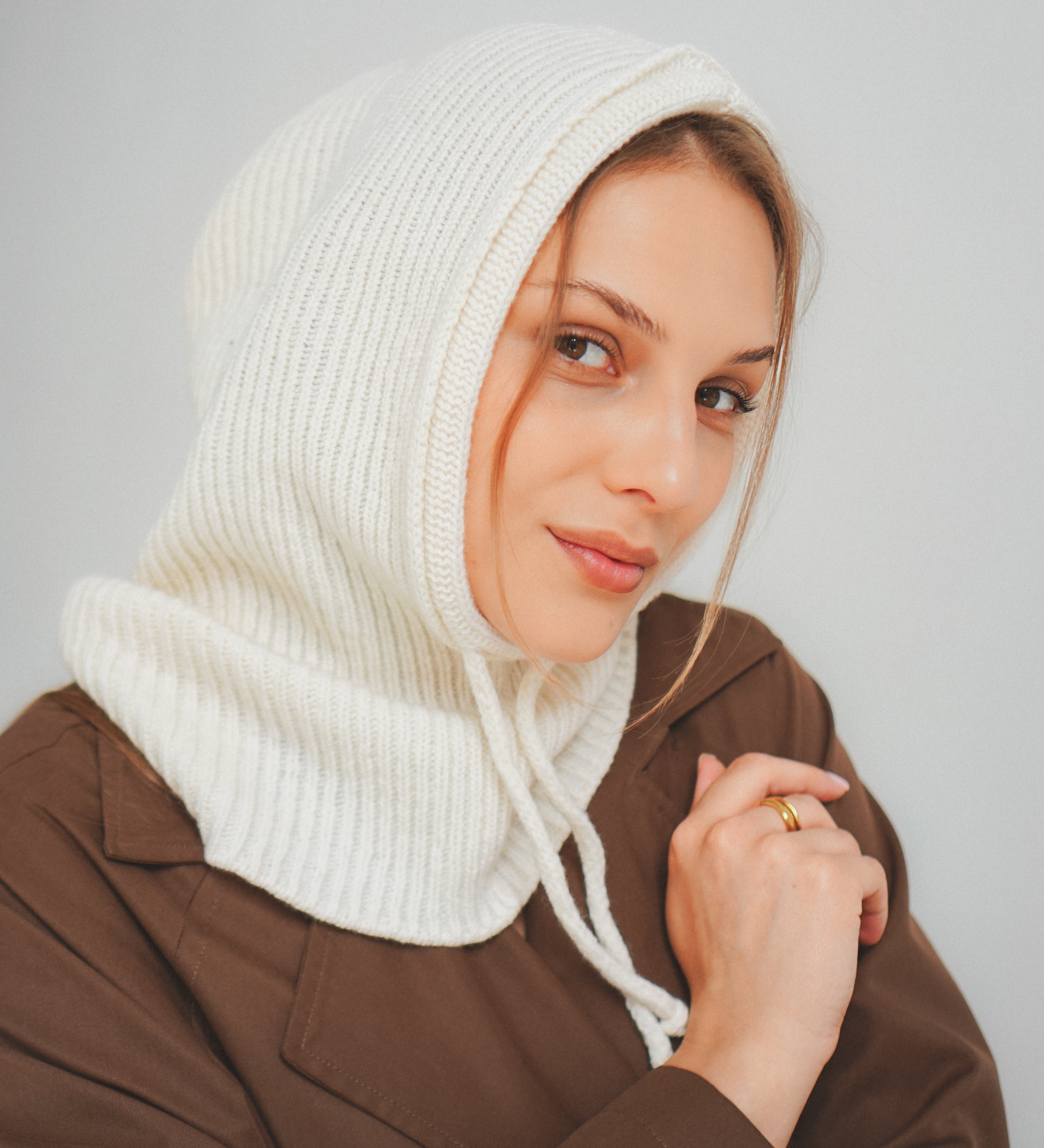 LIDIA Kominiarka z merynosa - ecru