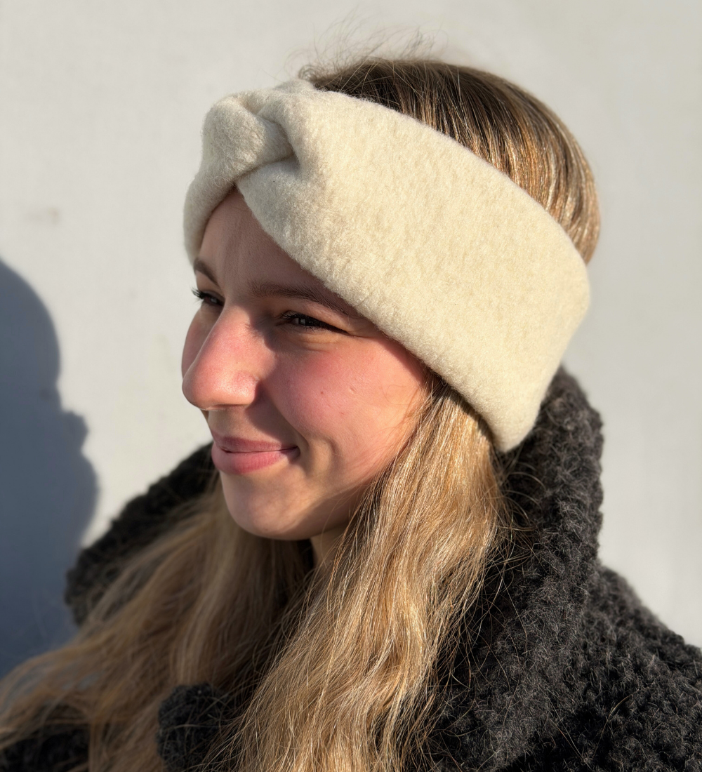 MYSA Opaska z merino i bawełny - ecru