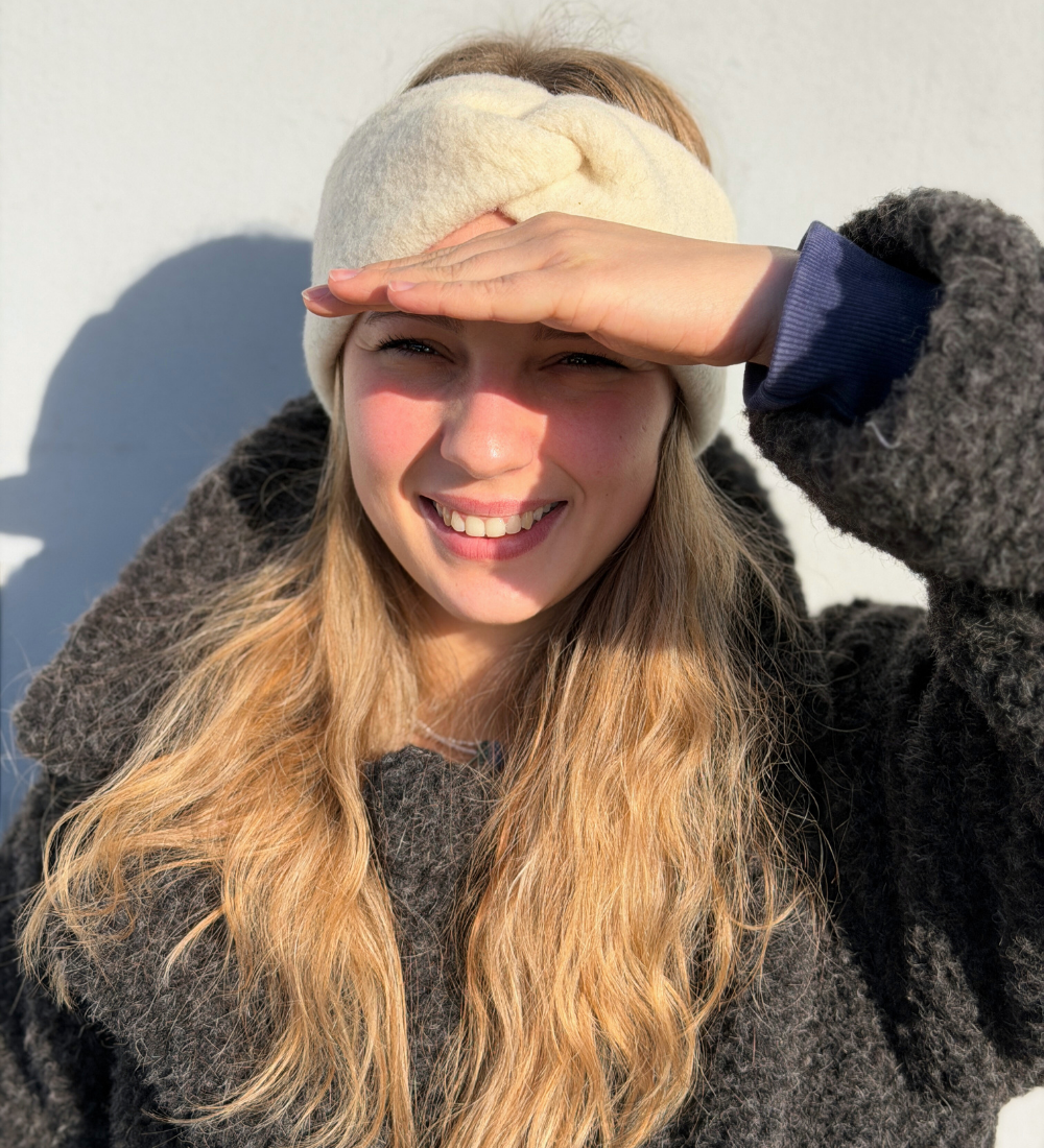 MYSA Opaska z merino i bawełny - ecru