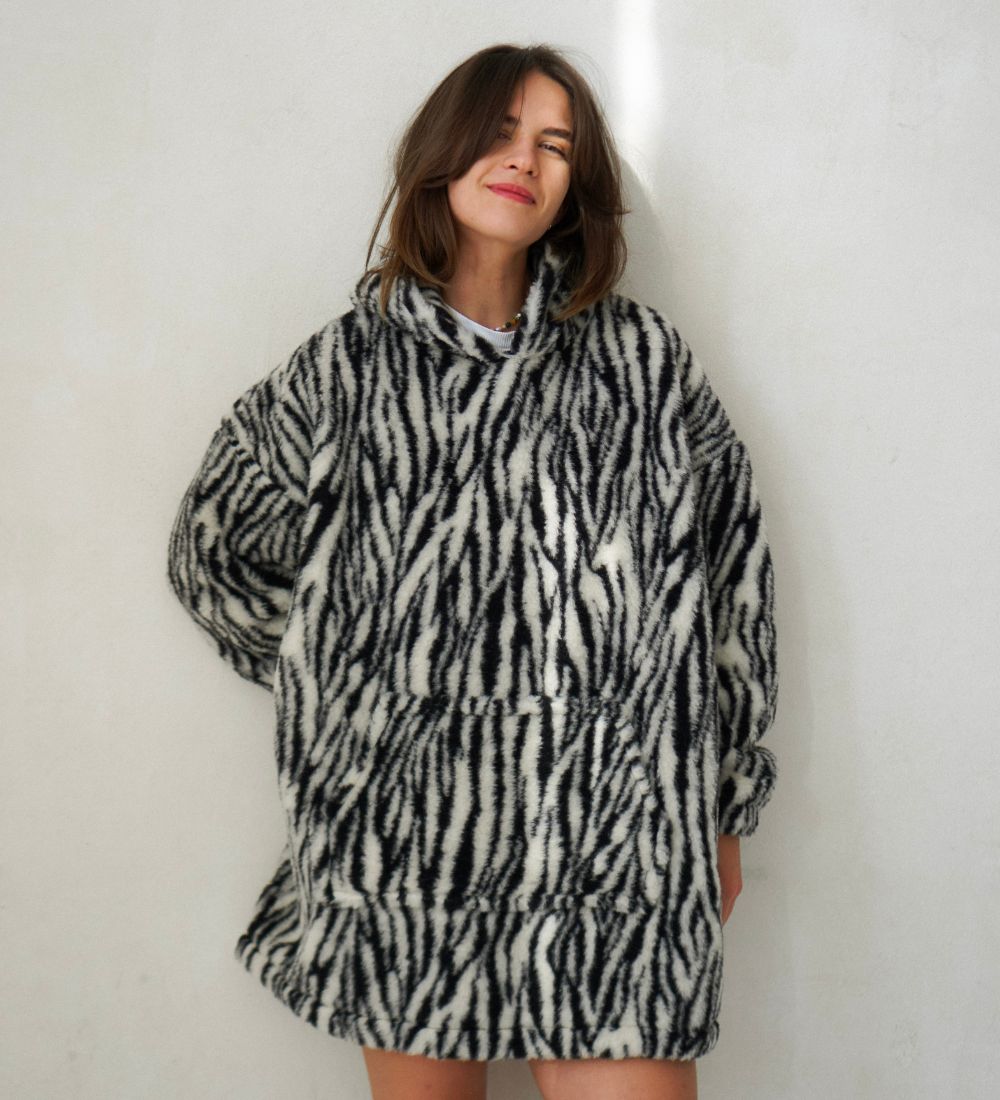 BOOM Wełniana bluza z kapturem merino - zebra