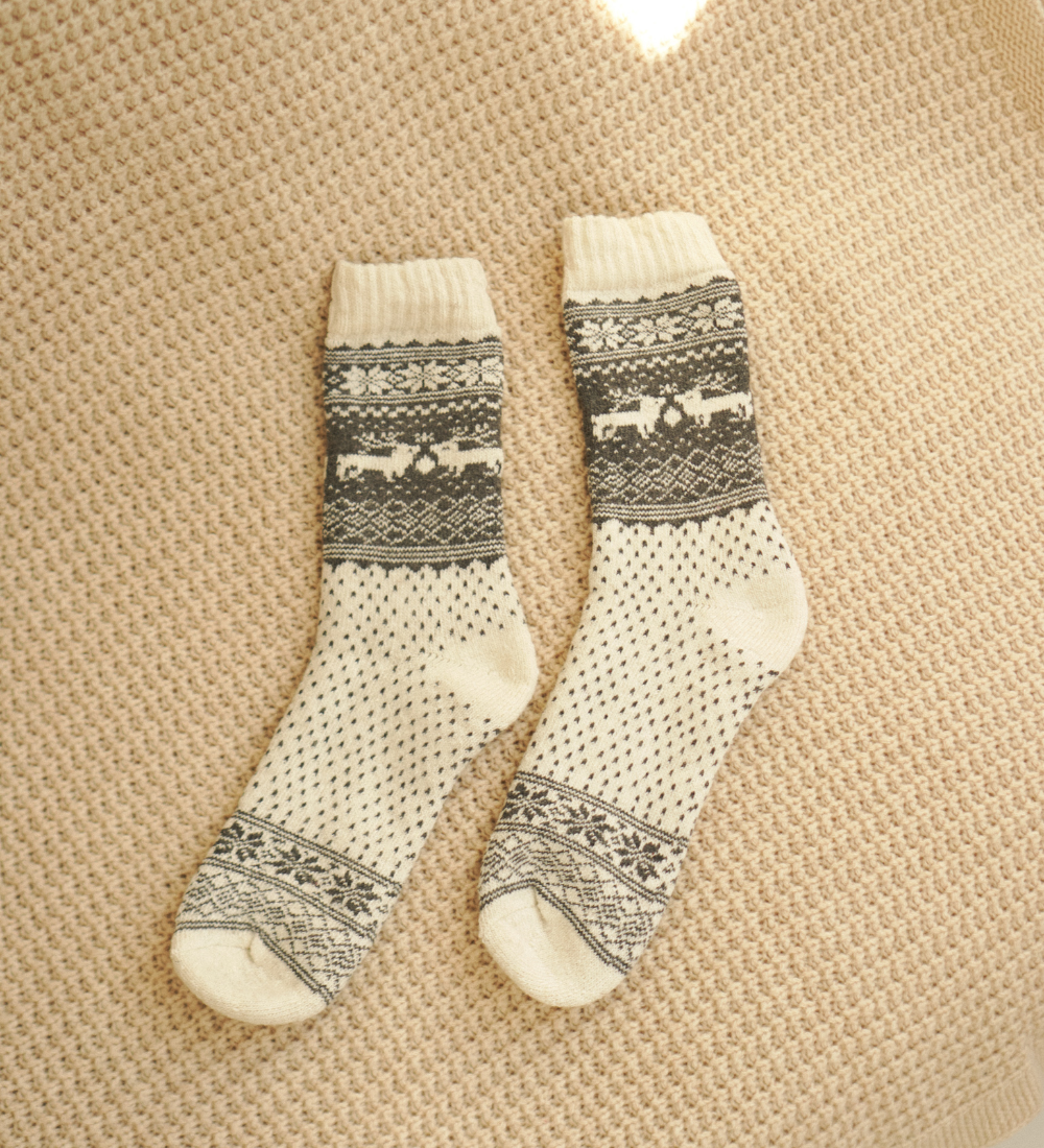 RAGNAR Skarpety wełniane z motywem nordyckim - szare