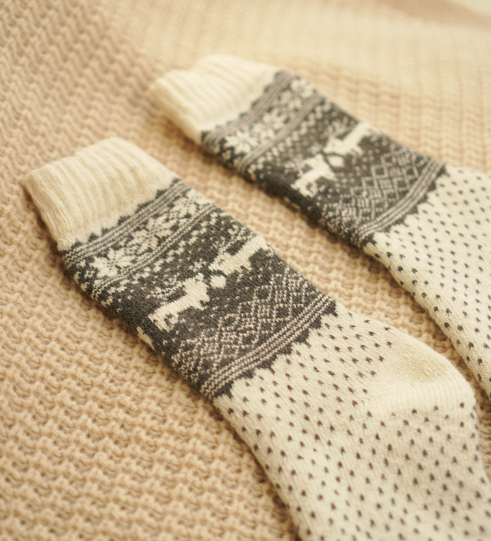 RAGNAR Skarpety wełniane z motywem nordyckim - szare